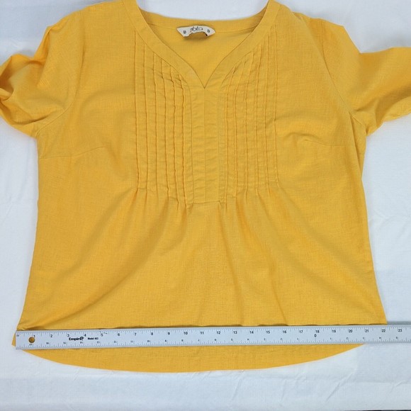 Abito Collezioni Womens Size US 10 Mexico 34 Yellow 100% Linen 3/4 Sleeve Shirt - Picture 9 of 12